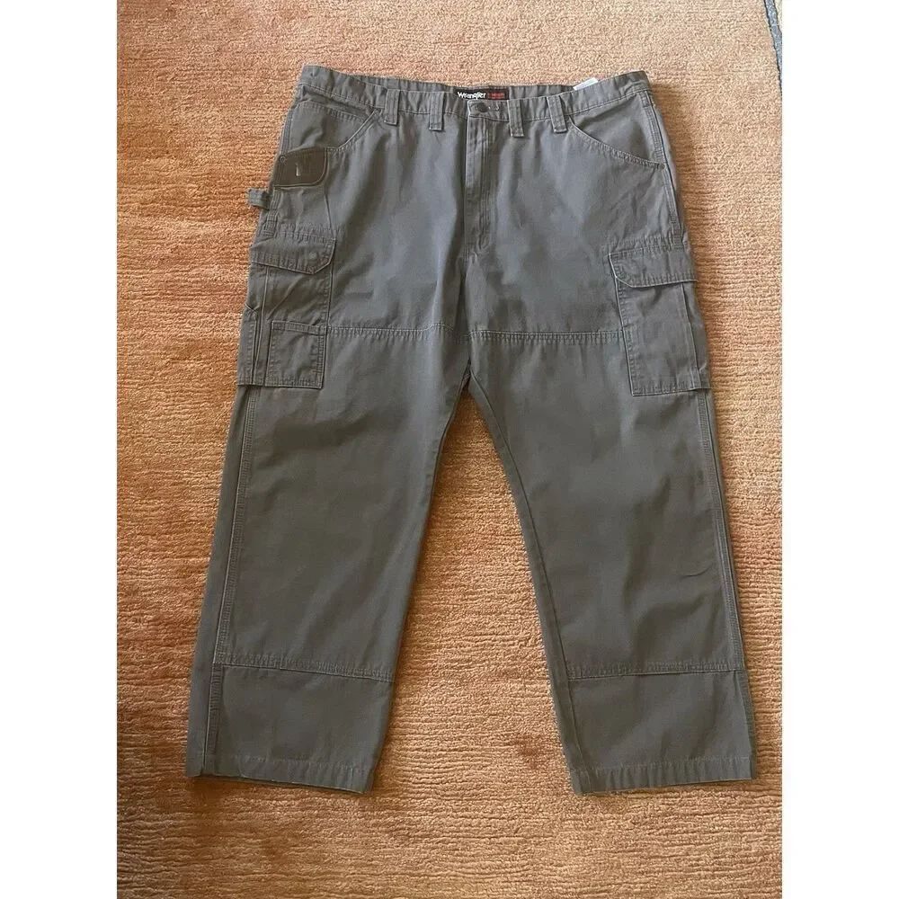 Wrangler Carpenter Pants Men’s 44x30 Tan Canvas Workwear 100% Cotton